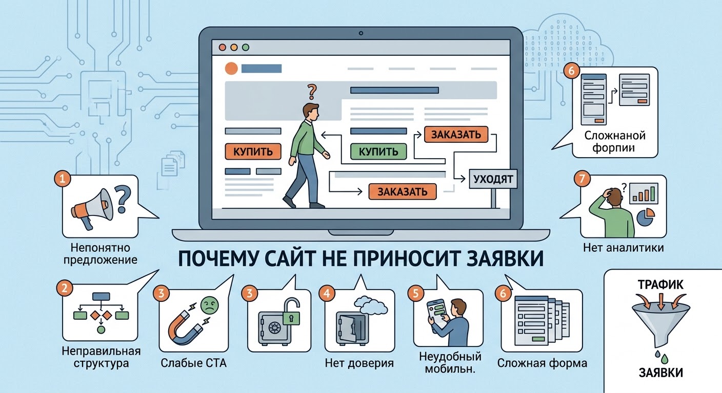 Почему сайт не приносит заявки: 7 проблем, которые бизнес часто не замечает